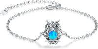 wholesale 925 Sterling Silver Blue Opal Owl Charm Bracelet for Women-02 Owl