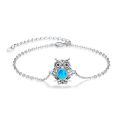 wholesale 925 Sterling Silver Owl Blue Opal Oxidized Chain Bracelet-0-0