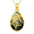 wholesale 925 Sterling Silver Spider Web Black Spider Labradorite Teardrop Pendant Necklace 14k Gold Plated-0-0