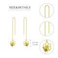 wholesale 925 Sterling Silver Bee Honeycomb Threader Earrings for Women Zirconium Long Chain Dangle Earrings for Girls Birthday Anniversary Gift-0-3