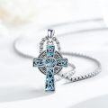 wholesale 925 Sterling Silver Abalone Shell Inlay Celtic Knot Cross Pendant Necklace  Norse Viking Jewelry for Men Women-0-1