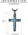 wholesale Turquoise Inlay 925 Sterling Silver Cross Pendant Necklace for Men & Women - Religious Jewelry Christian Baptism Gift-0-4