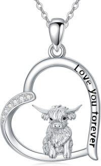 wholesale 925 Sterling Silver Highland Cow Love You Forever Pendant Necklace-Highland Cow-2
