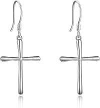 wholesale TOUPOP Cross Earrings 925 Sterling Silver Dangle Earrings Cross Jewelry Christmas Xmas Birthday Gifts For Her Women Mom Grandma -undefined