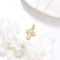 wholesale 925 Sterling Silver Plated Gold  Square Ruby Gothic Cross Pendant Necklace for Women - Statement s-0-2
