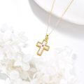wholesale 925 Sterling Silver Gold Cross Pendant Necklace With Amber Stone-0-2