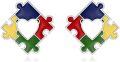 wholesale 925 Sterling Silver Autism Awareness Puzzle Piece Stud Earrings with Heart Colorful Jewelry for Women-0-0