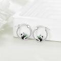 wholesale 925 Sterling Silver Hypoallergenic Bamboo Panda Huggie Hoop Earrings for Sensitive Ears-0-4