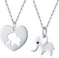 wholesale 925 Sterling Silver Heart & Elephant Pendant Necklaces for Women Girls  Sets-0-0