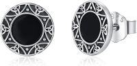 wholesale 925 Sterling Silver Celtic Knot Black Onyx Stud Earrings 6mm Round Gothic Jewelry for Women and Men-B-Celtic Knot
