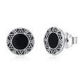 wholesale 925 Sterling Silver Celtic Knot Black Onyx Stud Earrings 6mm Round Gothic Jewelry for Women and Men-0-0