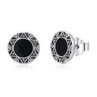 wholesale 925 Sterling Silver Celtic Knot Black Onyx Stud Earrings 6mm Round Gothic Jewelry for Women and Men-B-Celtic Knot