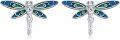 wholesale 925 Sterling Silver Blue Enamel Dragonfly Stud Earrings - Animal  for Women-0-0