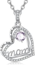 wholesale  S925 Sterling Silver Alexandrite Mom Necklace, 1CT Natural Birthstone Pendant for Women, Heart Jewelry Gift for Mother, Mother-in-Law, Birthday, Mothers Day, Anniversary-0-0
