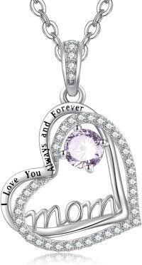 wholesale  S925 Sterling Silver Alexandrite Mom Necklace, 1CT Natural Birthstone Pendant for Women, Heart Jewelry Gift for Mother, Mother-in-Law, Birthday, Mothers Day, Anniversary-06 June - Alexandrite