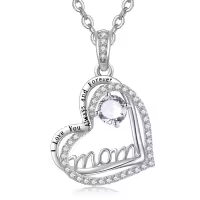 wholesale  S925 Sterling Silver Alexandrite Mom Necklace, 1CT Natural Birthstone Pendant for Women, Heart Jewelry Gift for Mother, Mother-in-Law, Birthday, Mothers Day, Anniversary-06 June - Alexandrite