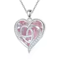 TOUPOP Sterling Silver Tourmaline Celtic Heart Pendant Necklace-0-0