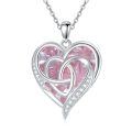 TOUPOP Sterling Silver Tourmaline Celtic Heart Pendant Necklace-0-0