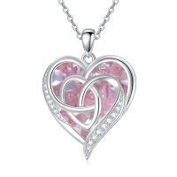 TOUPOP Sterling Silver Tourmaline Celtic Heart Pendant Necklace-undefined