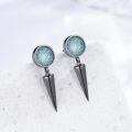wholesale S925 Sterling Silver Black Spike & Turquoise Studs with Abalone Shell Drops-0-1