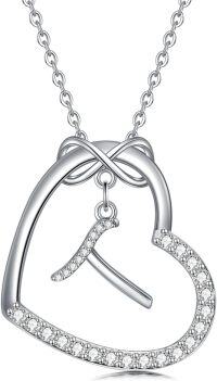 wholesale Sterling Silver Heart Initial Necklace Infinity A Z Letter Necklaces for Women-T