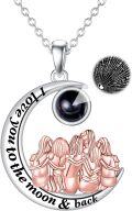 wholesale 925 Sterling Silver Black Onyx Love You to the Moon & Back Sisters Pendant Necklace for Women-0-0