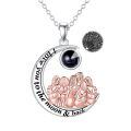 wholesale 925 Sterling Silver Black Onyx Love You to the Moon & Back Sisters Pendant Necklace for Women-0-0