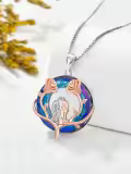 TOUPOP Sterling Silver Crystal Rose Sisters Circle Necklace Jewelry Gift-0-4