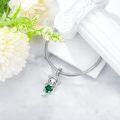 wholesale 925 Sterling Silver Emerald Cat Charm - May Birthstone Jewelry for Women, Gift for Her-0-2