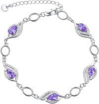 wholesale  Sterling Silver Birthstone Bracelets for Women Mom Grandma -Amethyst
