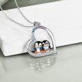 wholesale 925 Sterling Silver Penguin Snowflake Heart Dog Pendant Necklace for Women Girls Christmas Gifts-0-2