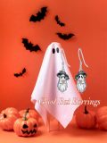 wholesale 925 Sterling Silver Halloween Ghost Dangle Drop Earrings for Women Girls  4cm Length-0-3