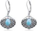 wholesale 925 Sterling Silver Larimar Shell Drop Earrings-0-0