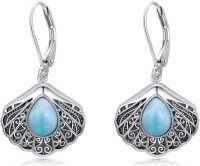 wholesale 925 Sterling Silver Larimar Shell Drop Earrings-SeaShell