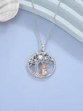 wholesale 925 Sterling Silver & Rose Gold Plated 925 Pendant with Girl and Tree Design (Moissanite)-0-4