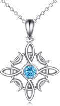 wholesale 925 Sterling Silver Celtic Knot Birthstone Pendant Necklace Wiccan Gift-0-0