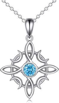 wholesale Sterling Silver Celtic Knot Birthstone Pendant Necklace Wiccan Gift-December