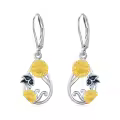 wholesale 925 Sterling Silver Sunflower and Butterfly Drop Earrings Wholesale for Women-0-0