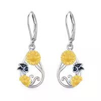 wholesale 925 Sterling Silver Sunflower and Butterfly Drop Earrings Wholesale for Women-C-Sunflower Butterfly