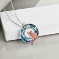 wholesale 925 Sterling Silver Round Crystal Red Panda Charm Necklace Gift for Women Girls-0-2