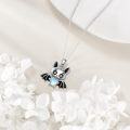 wholesale 925 Sterling Silver Bat Heart Moonstone Pendant Necklace  for Women and Girls-0-3