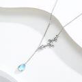 wholesale 925 Sterling Silver Water Drop Necklace With Leaf Accent-0-1