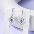 TOUPOP Sterling Silver Aquamarine Heart Butterfly Earrings-0-3