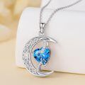 TOUPOP Sterling Silver Topaz Moon Star Pendant Necklace-0-3