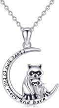 wholesale 925 Sterling Silver Moon & Racoon Love You to the Moon and Back Pendant Necklace-0-0
