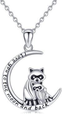wholesale 925 Sterling Silver Moon & Racoon Love You to the Moon and Back Pendant Necklace-C