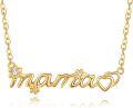 wholesale 14K Solid Mama Nameplate Pendant Necklace with Heart and Flower Charms for Women's s-0-0
