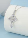wholesale Cross Necklace For Women S925 Sterling Silver Cross Necklace Religious Celtic Cross Jewelry Gifts For Women Men Wife Sisters Friend Daughter Son Birthday Christmas -0-2