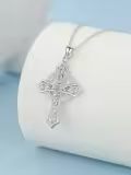 TOUPOP Sterling Silver & Stone Celtic Cross Necklace for Women Men-0-2