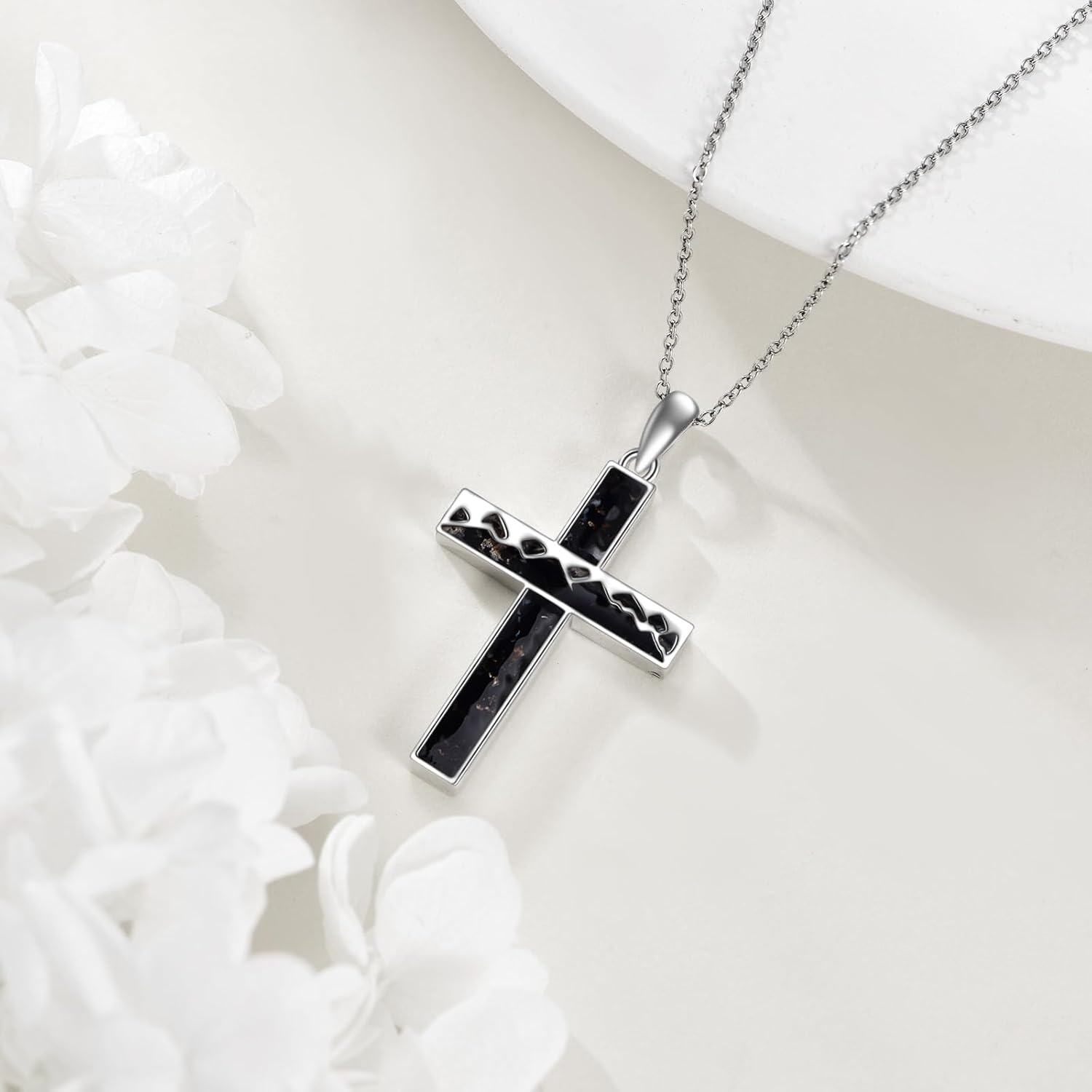 Sterling Silver Cross Pendant Necklace for Women Christian Jewelry Gift-0-3